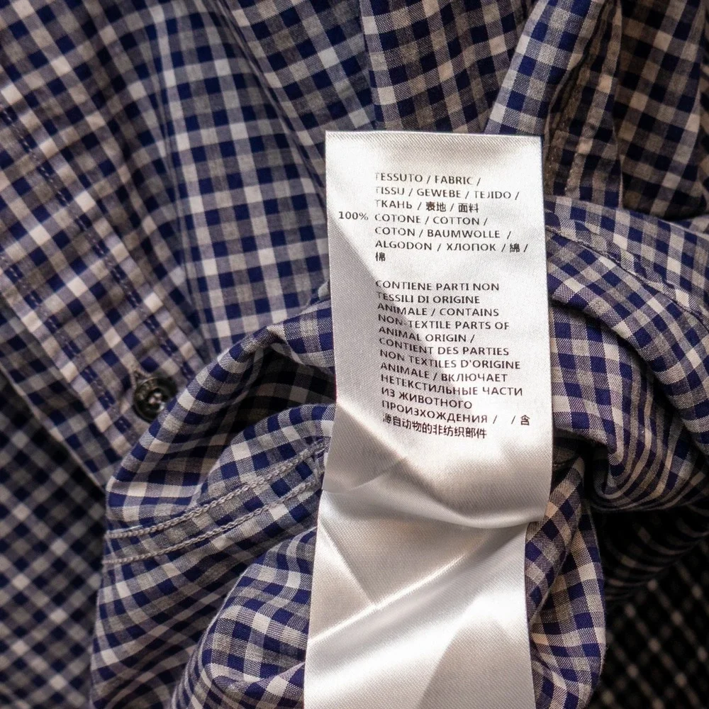 Gucci Men's Slim Fit Gingham Check Dress Shirt Tom Ford Era Blue White Size 42/L